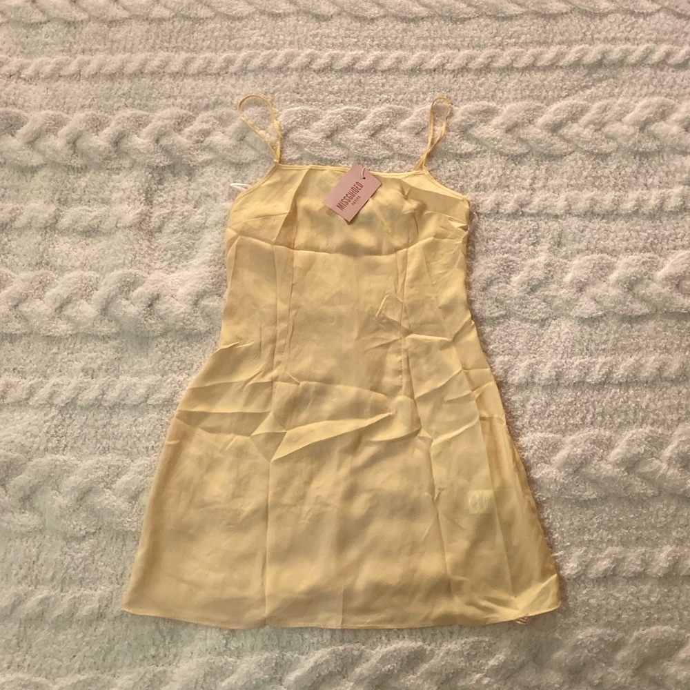 Misguided Petite Yellow Mini Dress